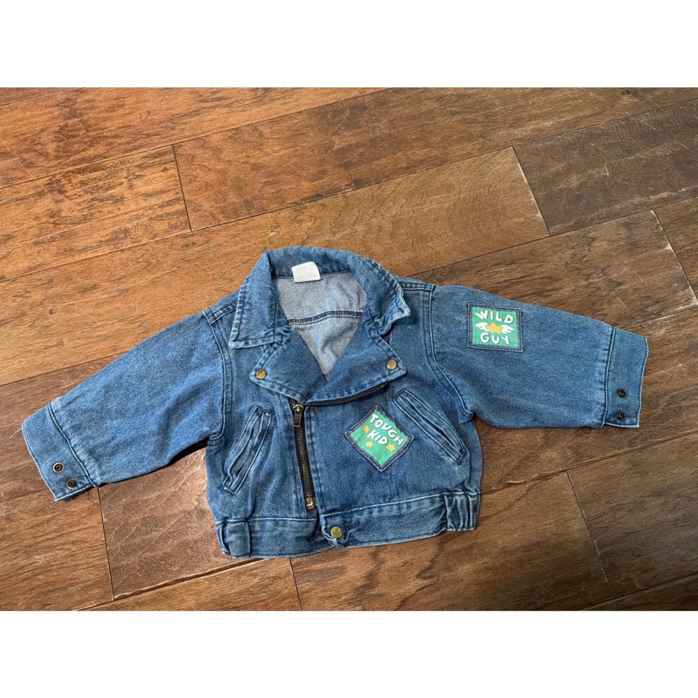 Vintage Hopscotch Toddler Denim Jacket 18 Months Blue Cotton Cropped 90s Trucker